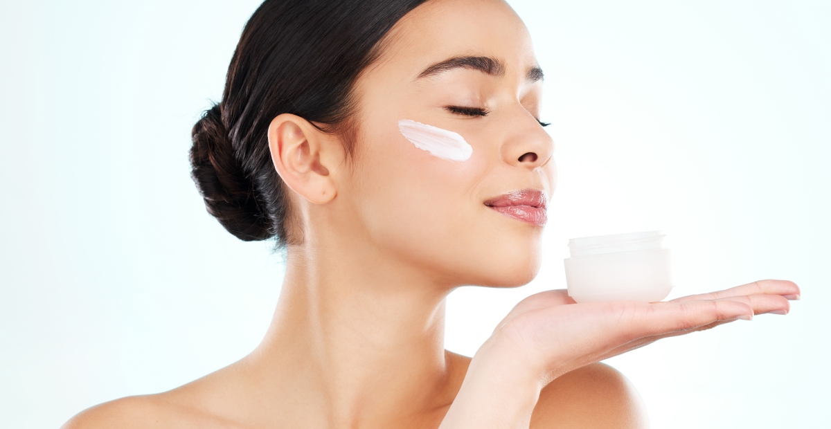 skincare, face cream and woman