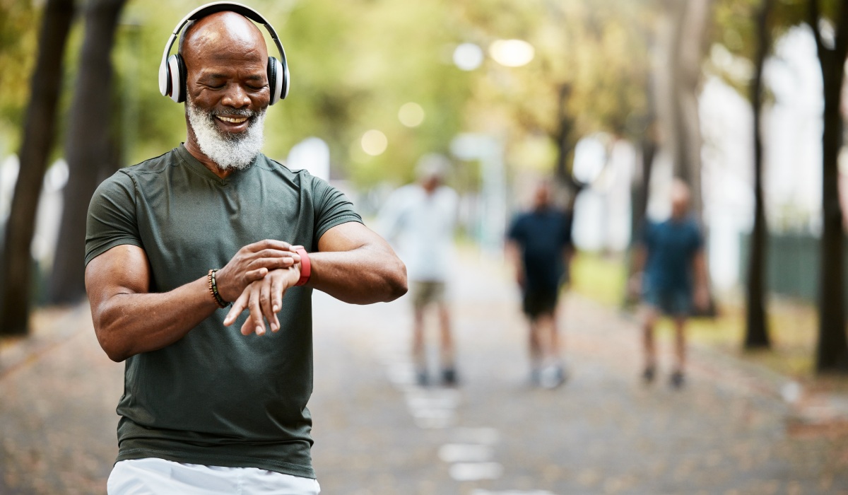 wellness and training with a senior male athlete tracking his health